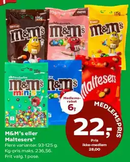 Coop 365 M&M's eller Maltesers tilbud