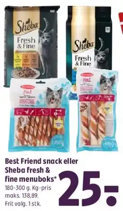 Coop 365 Best Friend snack eller Sheba Fresh & Fine menuboks tilbud