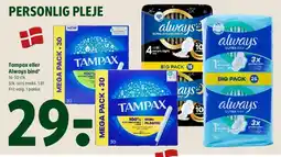 Coop 365 Tampax eller Always bind tilbud
