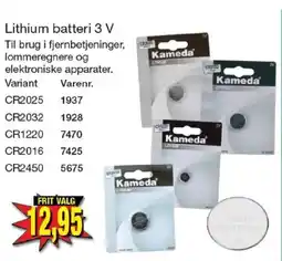 Harald Nyborg Kameda lithium batteri 3 V tilbud