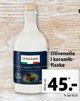 Olivenolie i keramik flaske