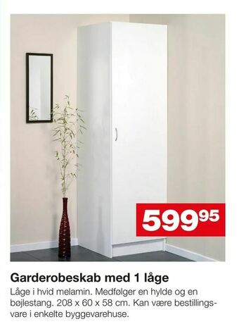 Bauhaus Garderobeskab med 1 låge tilbud