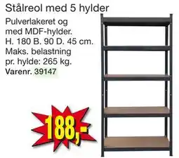 Harald Nyborg Stålreol med 5 hylder tilbud
