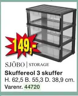 Harald Nyborg SJÖBO | STORAGE Skuffereol 3 skuffer tilbud