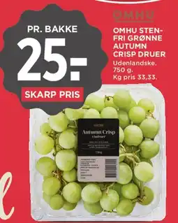 MENY OMHU stenfri grønne Autumn Crisp druer tilbud