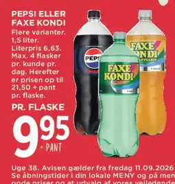 MENY Pepsi eller Faxe Kondi tilbud