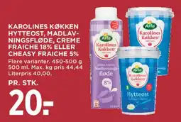MENY Karolines Køkken (hytteost, cremefraiche etc.) tilbud