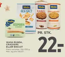 MENY WASA RUNDA, CRACKERS ELLER BISCUIT tilbud