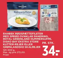 MENY Rahbek rødspættefileter og frosne skaldyr tilbud