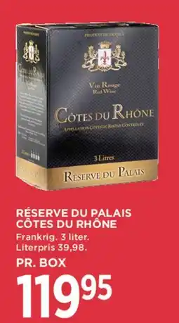 MENY Réserve du Palais Côtes du Rhône (box) tilbud