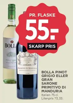 MENY Bolla – Pinot Grigio eller Primitivo tilbud