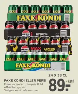 MENY Faxe Kondi eller Pepsi 24 x 33 cl tilbud