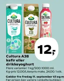 SuperBrugsen Cultura A38 kefir eller drikkeyoghurt tilbud