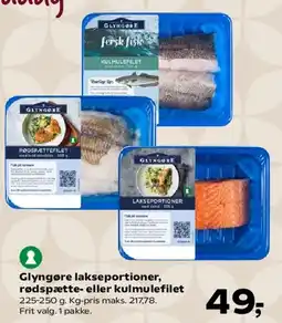 SuperBrugsen Glyngøre lakseportioner, rødspætte- eller kulmulefilet tilbud