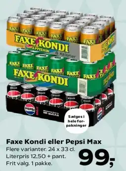 SuperBrugsen Faxe Kondi / Pepsi pakker (flere varianter) tilbud