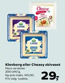 Kvickly Klovborg eller Cheasy skiveost tilbud