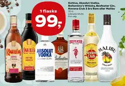 Kvickly Kahlua, Absolut Vodka, Ballantine's, Beefeater, Havana Club eller Malibu tilbud