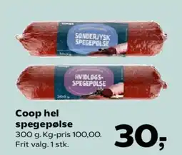 Kvickly Coop hel spegepølse tilbud
