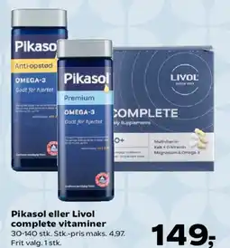 Kvickly Pikasol eller Livol complete vitaminer tilbud