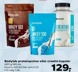 Kvickly Bodylab proteinpulver eller creatin kapsler tilbud