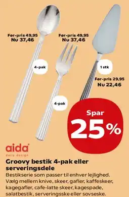 Kvickly Groovy bestik 4-pak eller serveringsdele tilbud