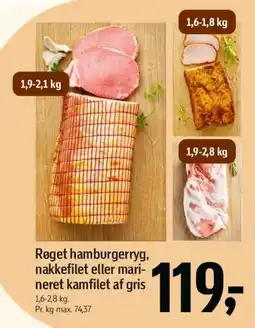 Føtex Røget hamburgerryg, nakkefilet eller marineret kamfilet af gris tilbud