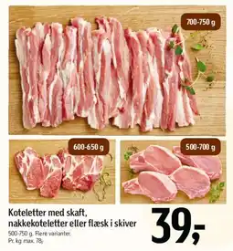 Føtex Koteletter med skaft, nakkekoteletter eller flæsk i skiver tilbud