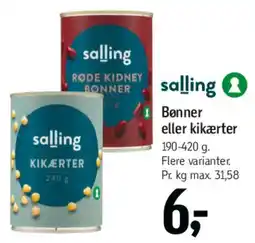 Føtex Bønner eller kikærter tilbud