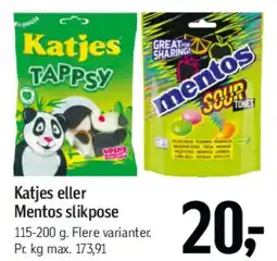 Føtex Katjes eller Mentos slikpose tilbud
