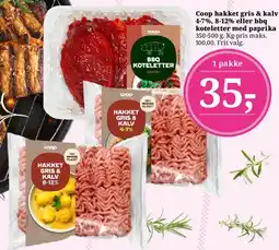 Dagli'Brugsen Coop hakket gris & kalv / BBQ koteletter med paprika tilbud