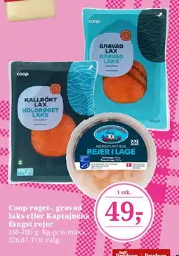 Dagli'Brugsen Coop røget, gravad laks eller Kaptajnens fangst rejer tilbud