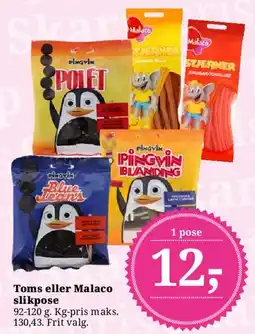 Dagli'Brugsen Toms eller Malaco slikpose tilbud