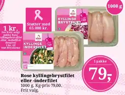 Dagli'Brugsen Rose kyllingebrystfilet eller -inderfilet tilbud