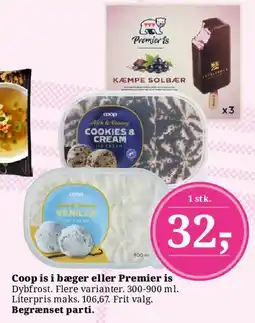 Dagli'Brugsen Coop is i bæger eller Premier is tilbud
