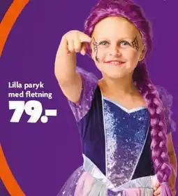 Fætter BR Lilla paryk med fletning tilbud