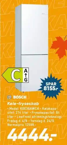 Bilka Bosch køle-fryseskab tilbud