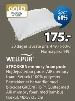 JYSK STROKKEN memory foam pude tilbud