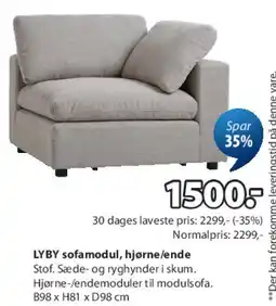 JYSK LYBY sofamodul, hjørne/ende tilbud