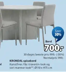 JYSK KRONDAL spisebord tilbud