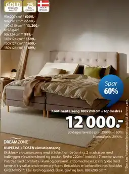 JYSK KUFELVA + TOSEN elevationsseng tilbud