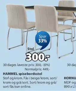 JYSK HAMMEL spisebordsstol tilbud