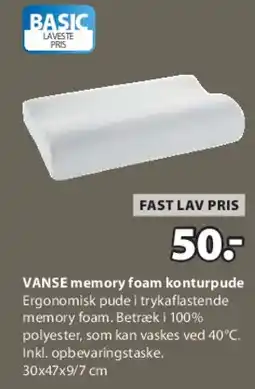 JYSK VANSE memory foam konturpude tilbud