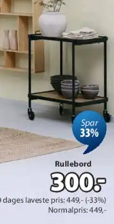 JYSK GANGSTED rullebord tilbud