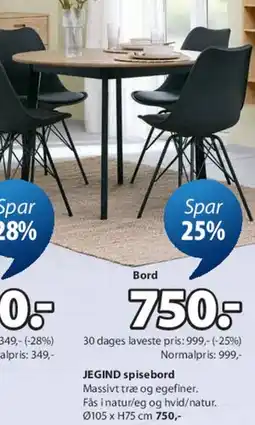 JYSK JEGIND spisebord tilbud
