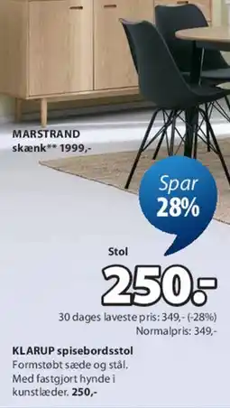 JYSK KLARUP spisebordsstol tilbud