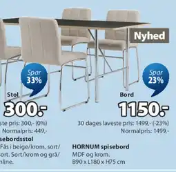 JYSK HORNUM spisebord tilbud