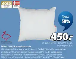JYSK ROYAL SILVER andedunspude tilbud