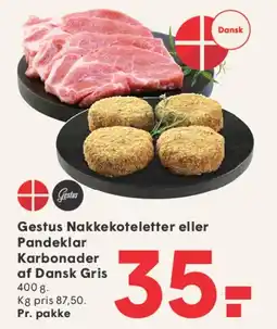 SPAR Gestus Nakkekoteletter eller Pandekarbonader af Dansk Gris tilbud