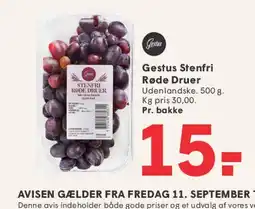 SPAR Gestus Stenfri Røde Druer tilbud