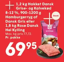 SPAR Hakket Dansk grise- og kalvekød / Hamburgere af Dansk gris / Hel kylling tilbud